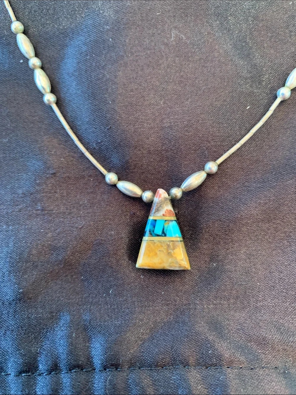 Vintage Turquoise and Silver Necklace - Picture 2 of 5